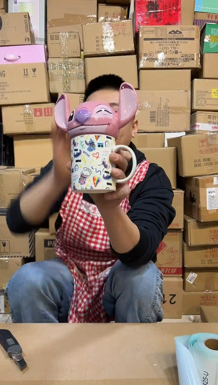 【闪购商品】杯原盒安琪满印带盖杯