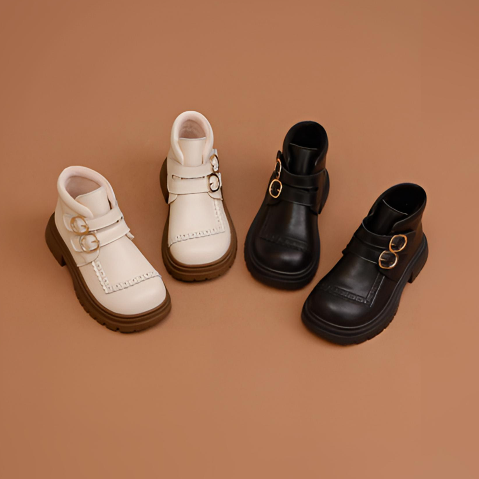 446596女童靴子儿童真皮英伦短靴新款冬季小女孩加绒软底宝宝