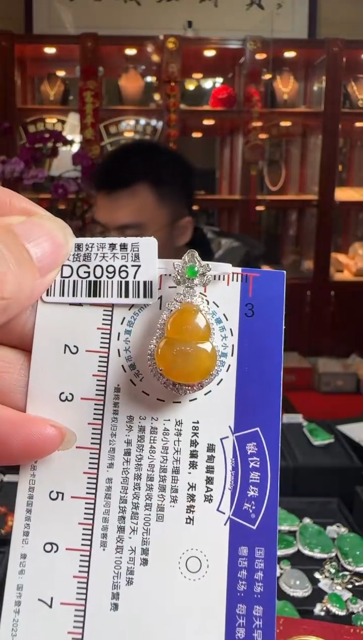 【闪购商品】翡翠颈饰18K金镶嵌DG0967 冰黄葫芦