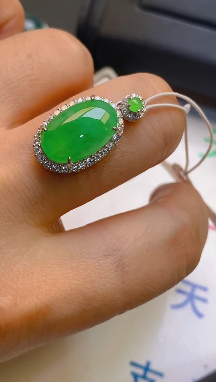 【闪购商品】翡翠耳饰银S925镶嵌天然A货翡翠1