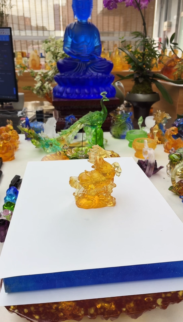 手工艺品琉璃琥珀色马到成功摆件【特价福利】