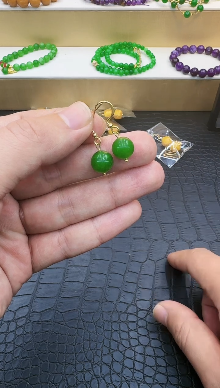 【闪购商品】和田玉耳饰14K金镶嵌013