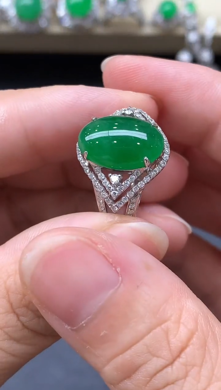 翡翠戒指18K金镶嵌533-中国好珍宝