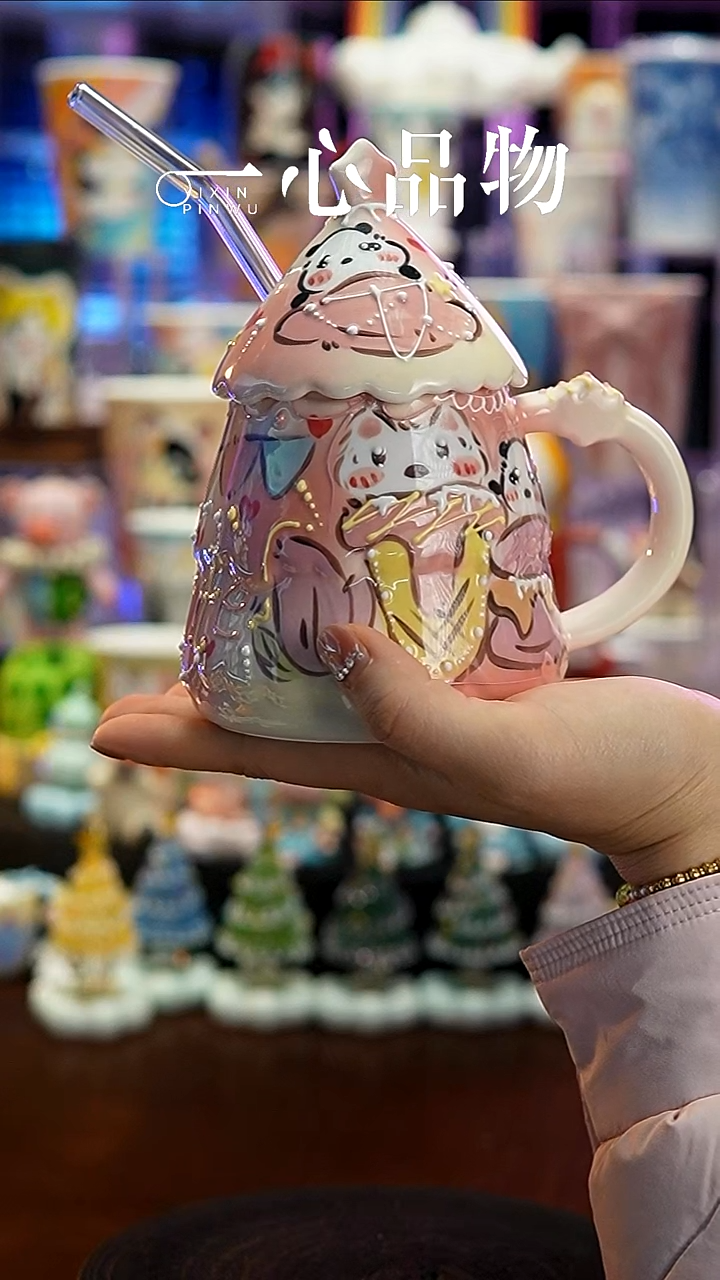 杯子瓷125-2景德镇手工手绘杯子摆件