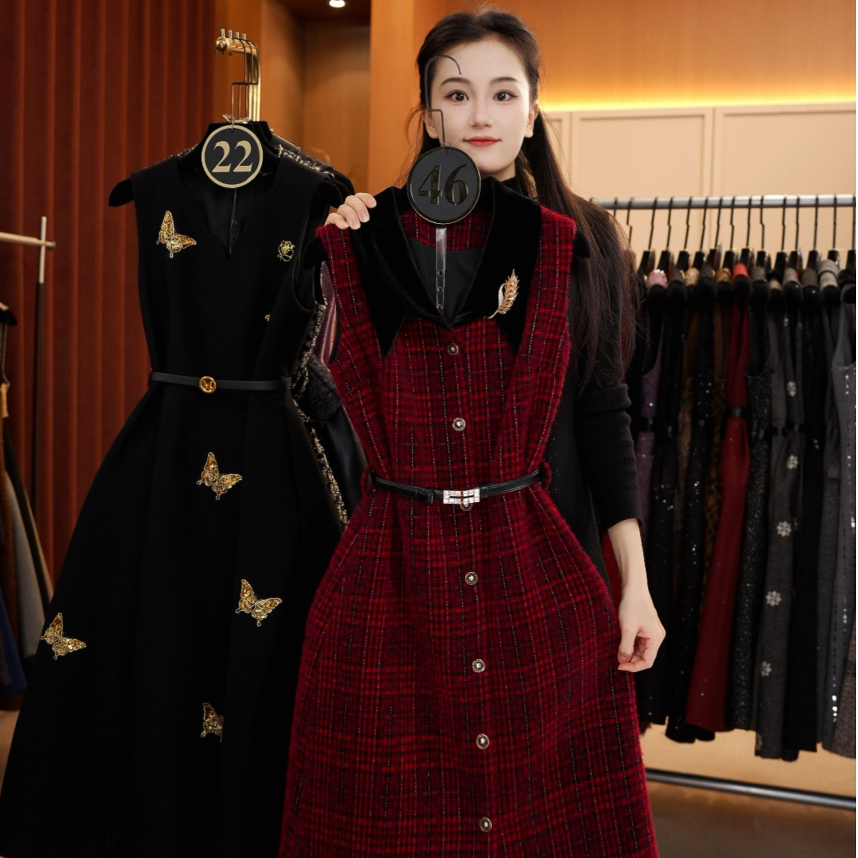 【宠粉价】小香风轻奢复古减龄气质无袖设计连衣裙NH-WX369