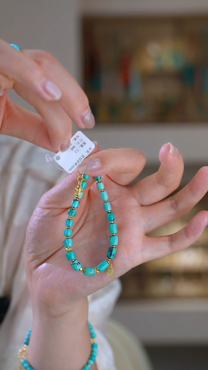 银S925镀金镶嵌绿松石手链1