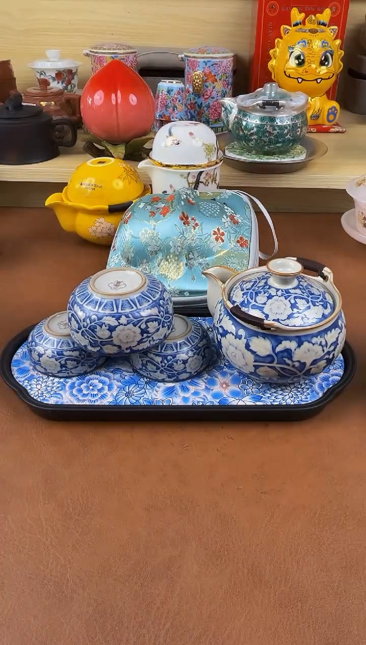 陶瓷茶具摆件旅行套组