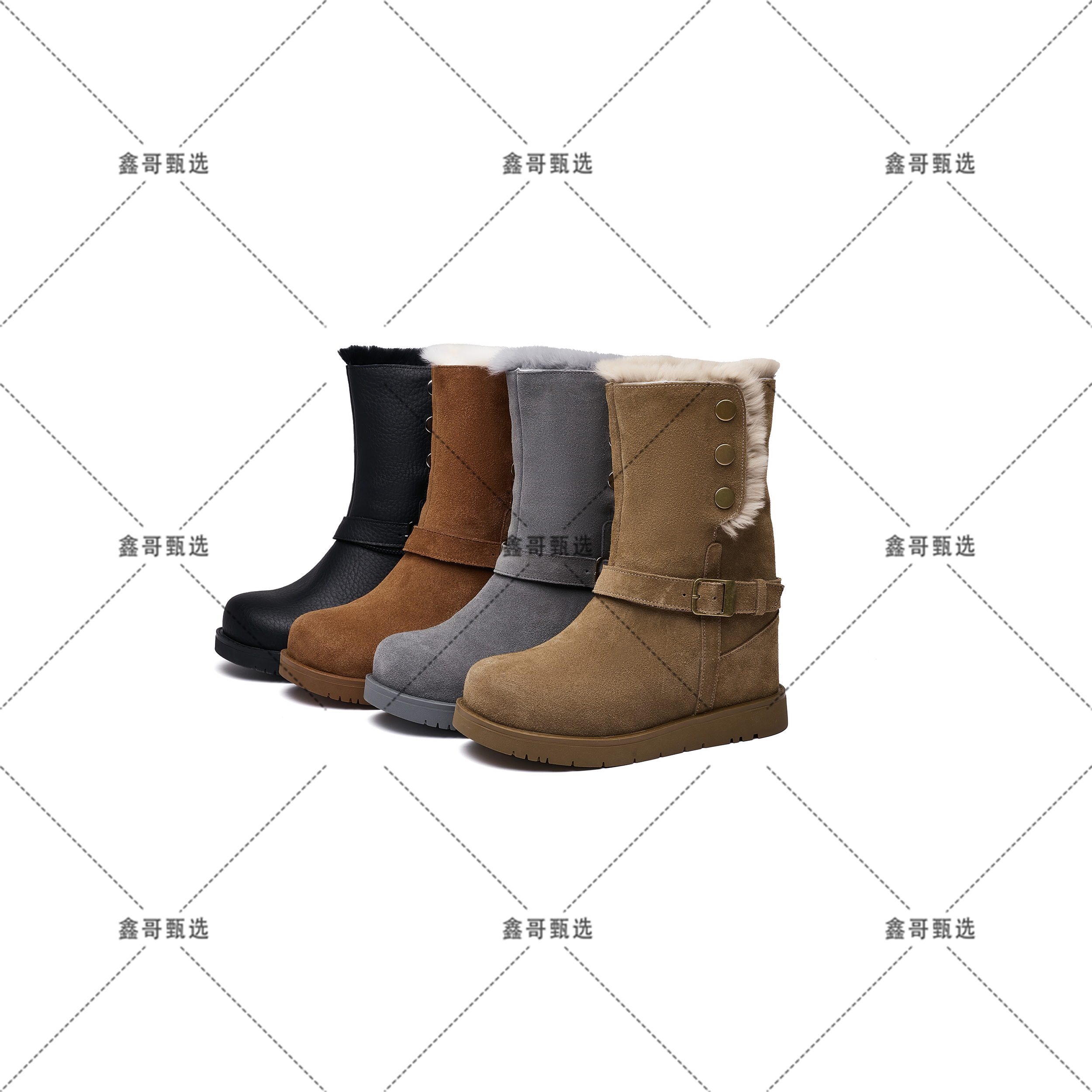 【增高8-13厘米·鑫哥甄选】2025年冬女款时尚百搭獭兔毛短款雪地靴