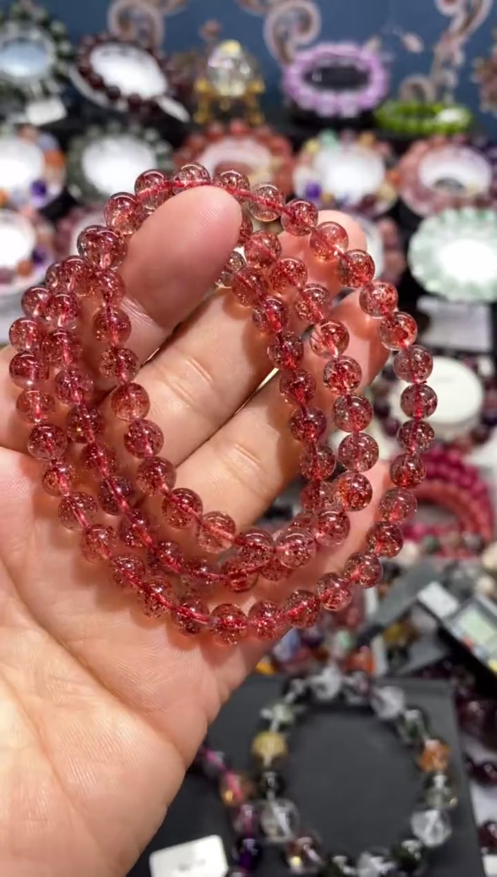 【闪购商品】水晶手串未镶嵌金草莓多圈6+