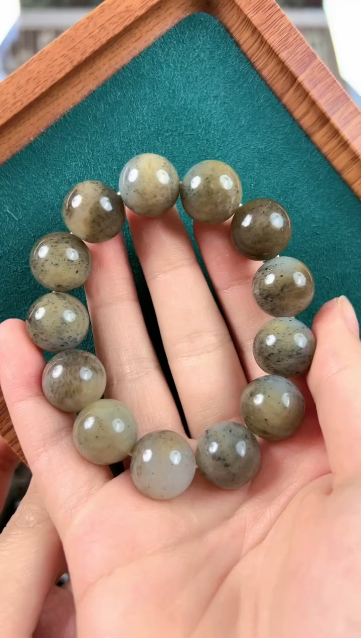 【闪购商品】和田玉手链未镶嵌新疆和田玉且末点墨青花手串16