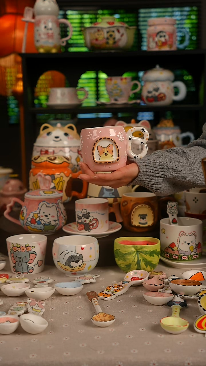 陶瓷无盖款景德镇高温釉下彩纯手绘创意瓷