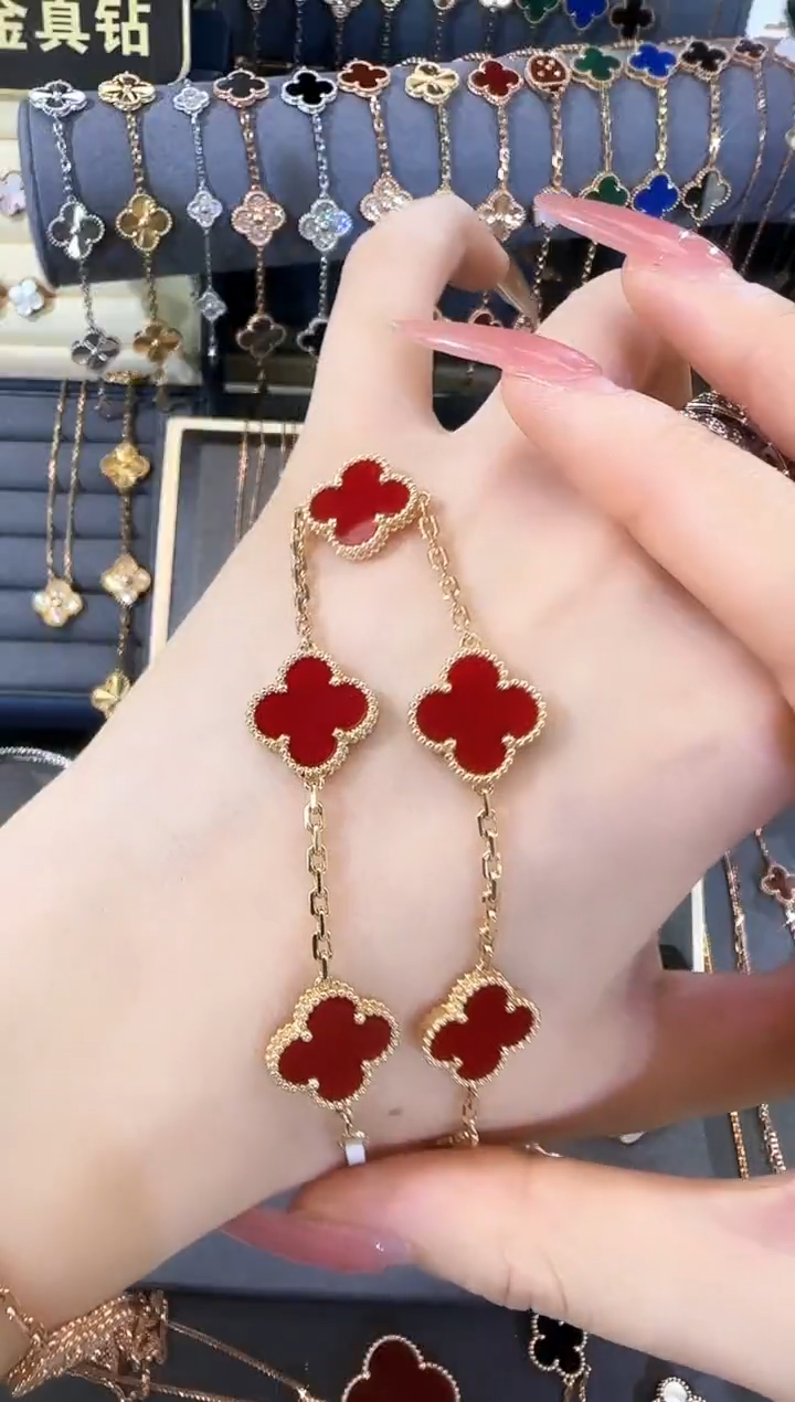 玛瑙/玉髓手链18K金镶嵌手链