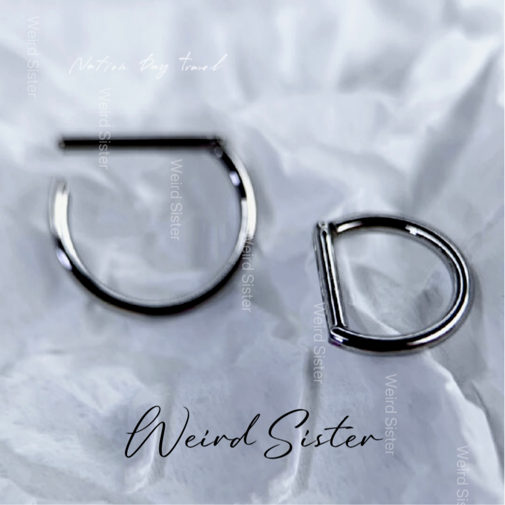 合金耳饰 F136钛合金D型环养耳防过敏闭口环鼻环唇环直杆植入级