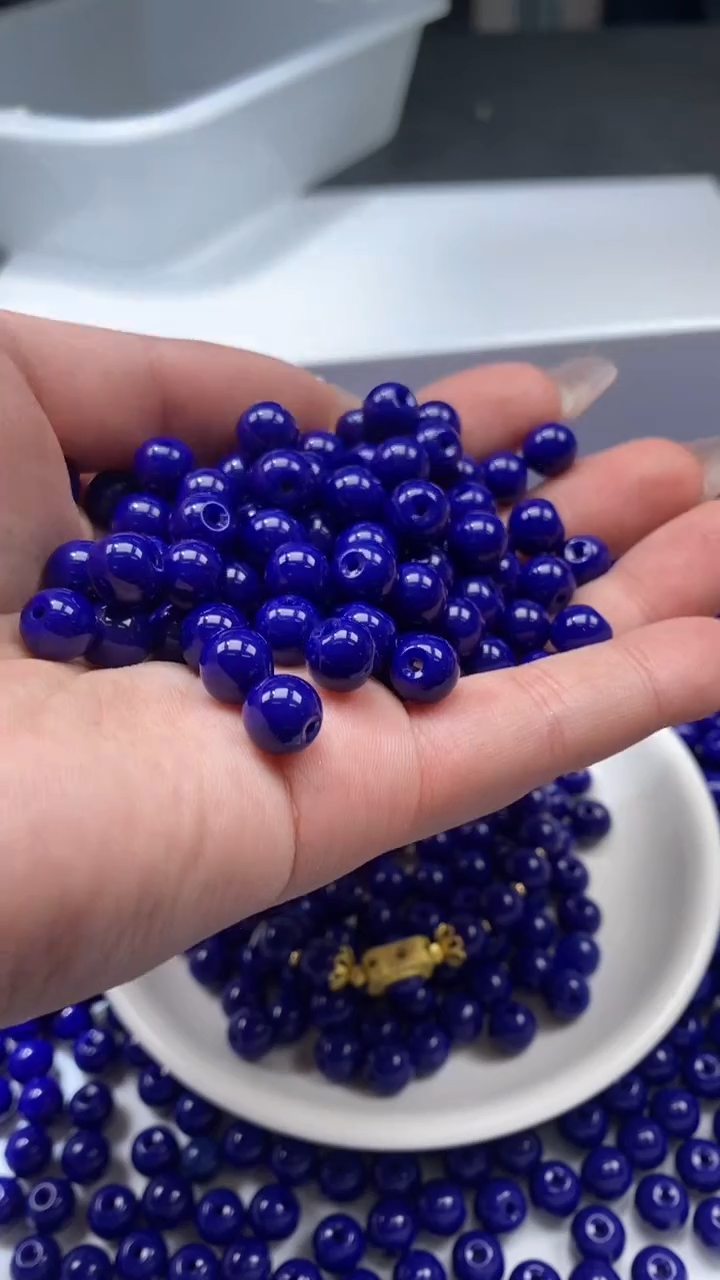 未镶嵌颈饰玛瑙/玉髓w3253青金蓝8mm*25颗