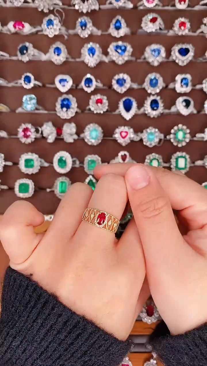 【闪购商品】红宝石18K金戒指18K金镶嵌0.47克拉无烧