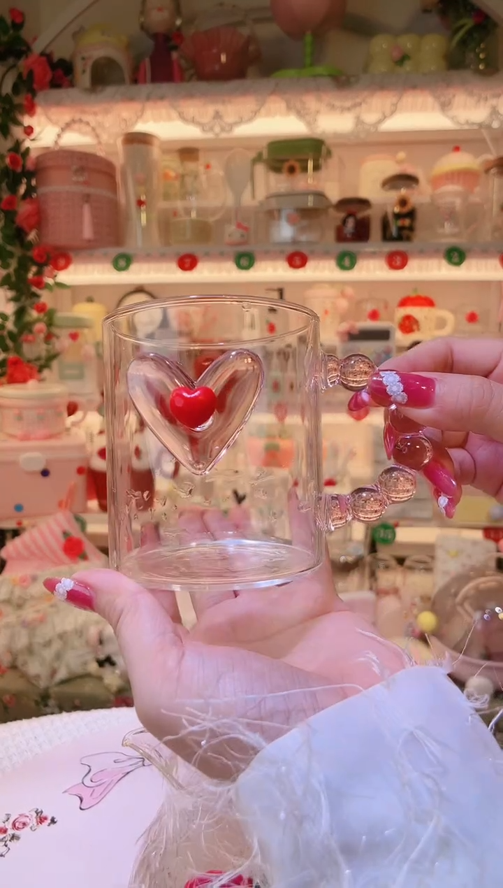 粉色爱心水杯——手工制作品质好！