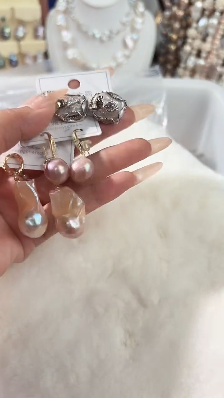 银S925镶嵌耳饰淡水珍珠201