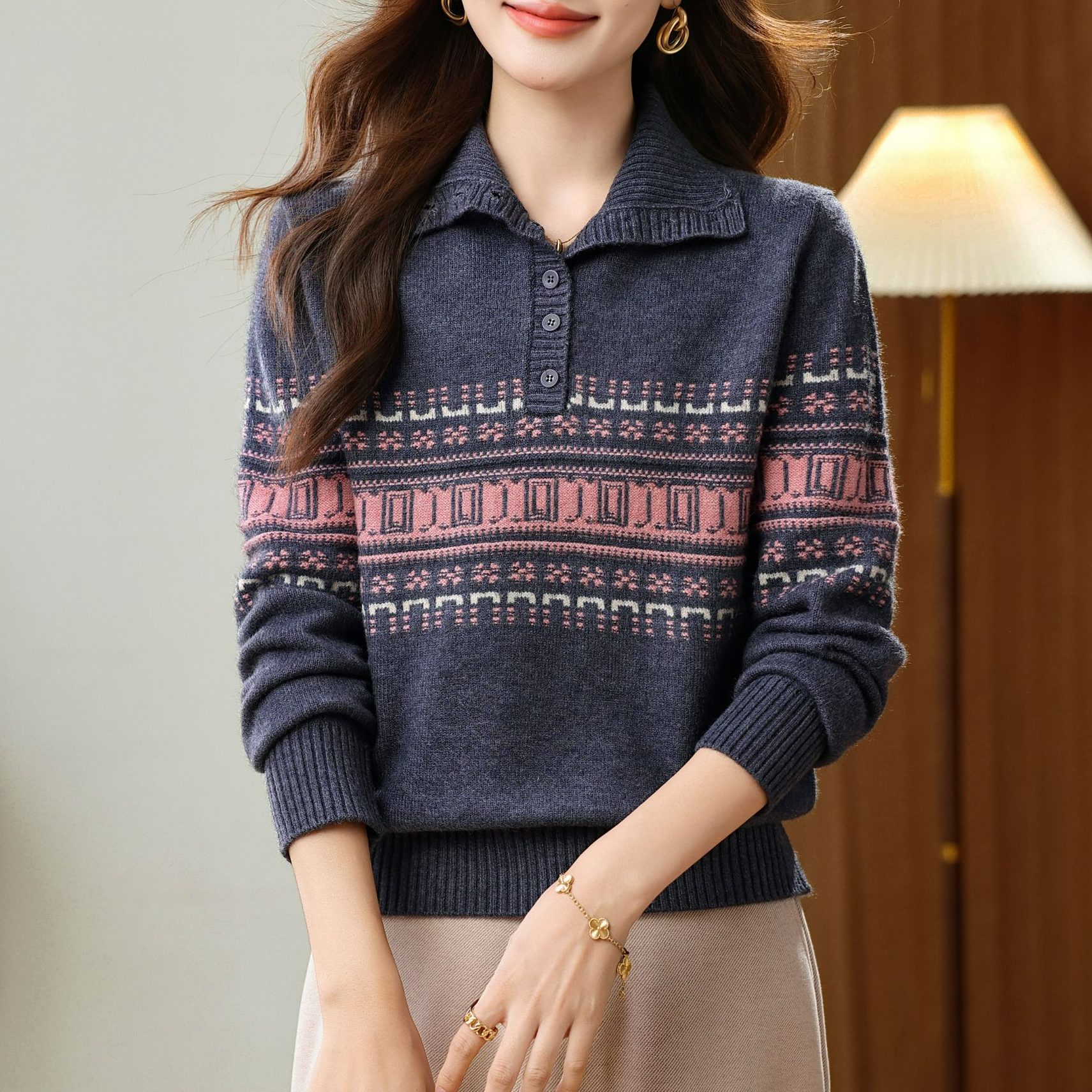 秋冬女装爆款毛衣2025新款打底毛衣上衣圆领百搭宽松洋气内搭长袖