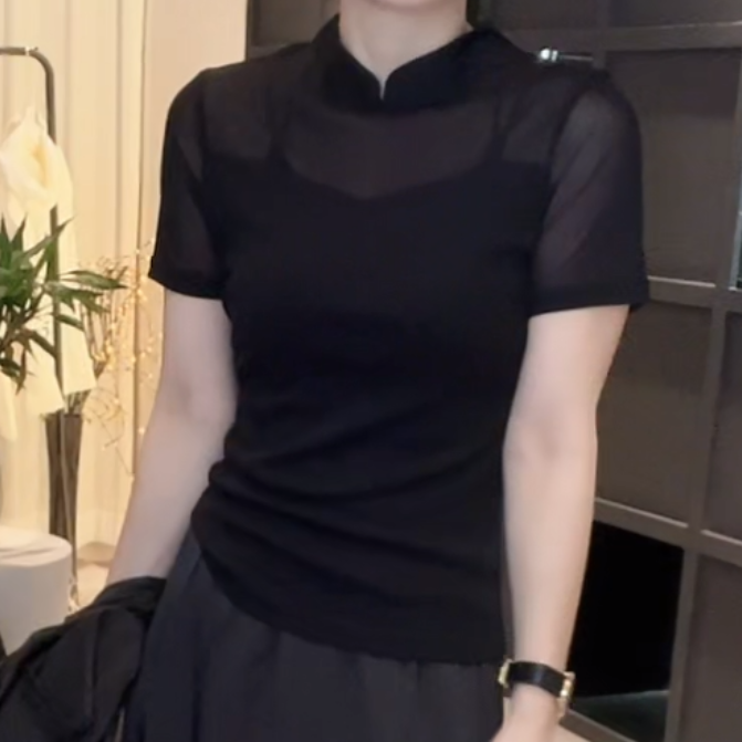 圆领设计感时尚潮流百搭短袖上衣女2025夏季新款复古显白显瘦T恤