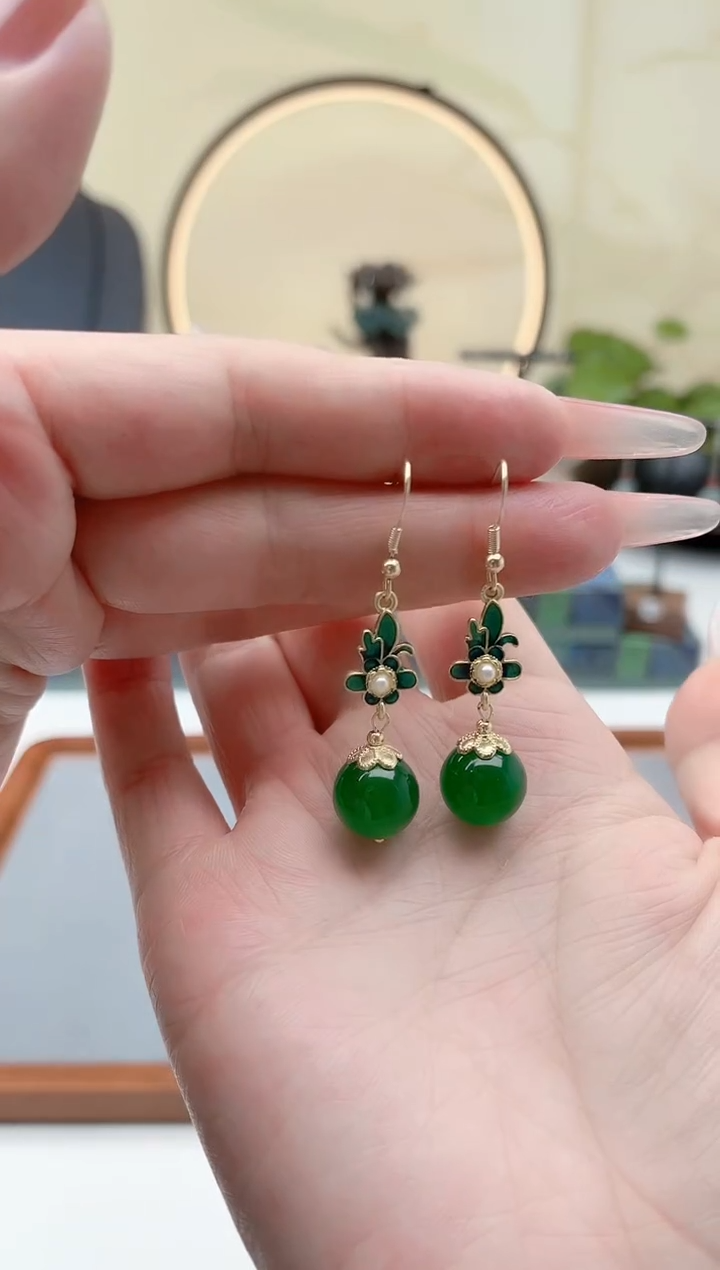 未镶嵌耳饰玛瑙/玉髓00绿色新配件