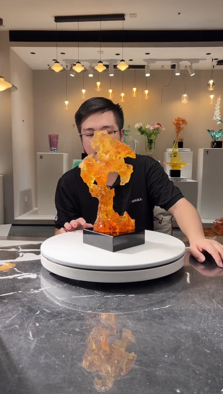 摆件巴比特美学-琥珀金中号太湖石+底座