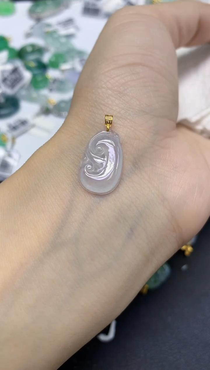 颈饰18K金镶嵌翡翠天然缅甸翡翠A货百元以上9元证书费自理