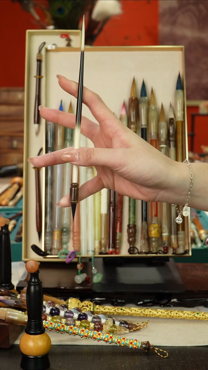 348号闪孤品高货毛笔链接 清水试笔 蘸墨不退