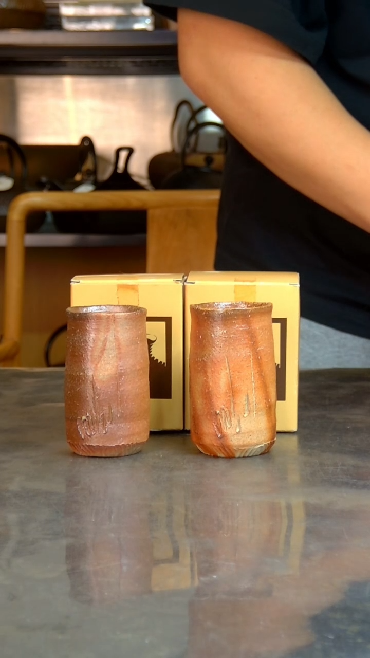 张*仪日本原产备前烧对杯