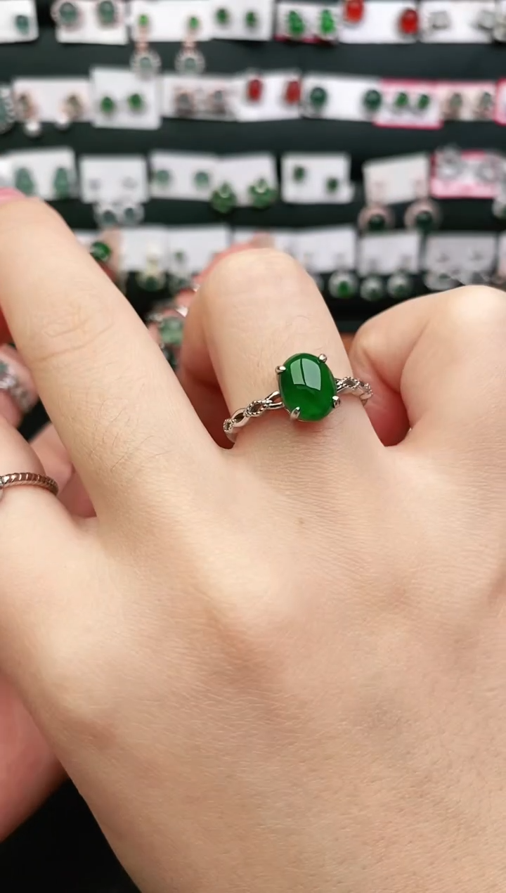 【闪购商品】翡翠戒指银S925镶嵌戒指