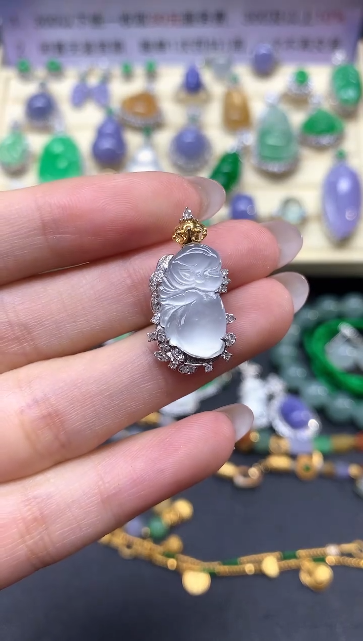 【闪购商品】翡翠18K金镶嵌吊坠(不含链)吊坠|5800+580