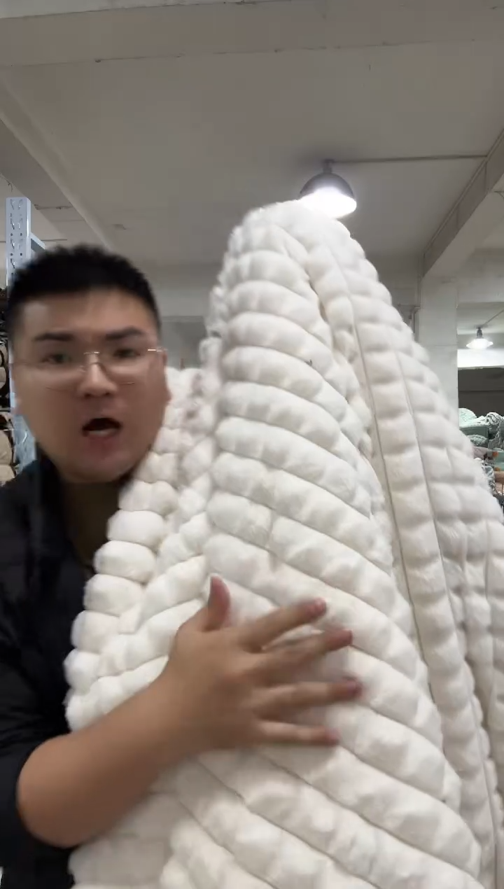 兔毛【高货兔兔被2x2.3米】外贸原单毛毯拍完现场打开看