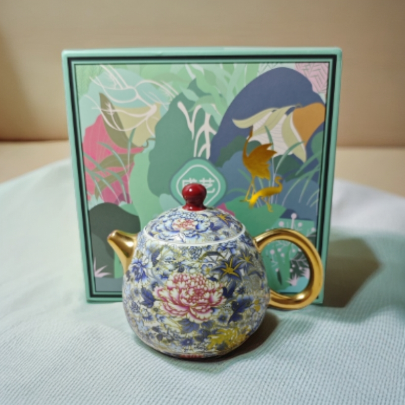 G3759-万花银锦龙胆壶(红)(鎏金)（礼盒装）创意轻奢高端