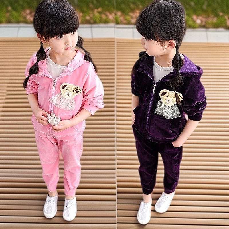 【巴啦家童装】3400-3599号儿童女童春秋休闲运动连帽套装