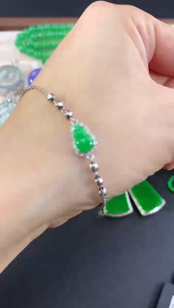 18K金镶嵌手链翡翠37|2980