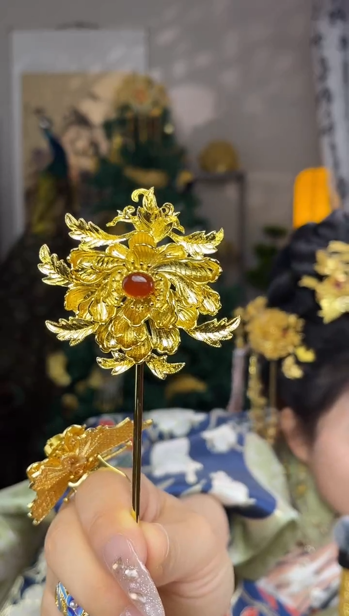 铜合金无富贵牡丹一支