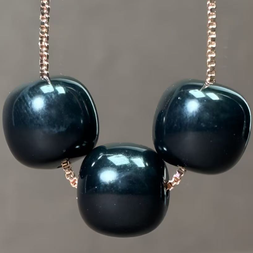 【福袋】天然和田玉青玉老型珠吊坠10mm（赠链，多样性发一）