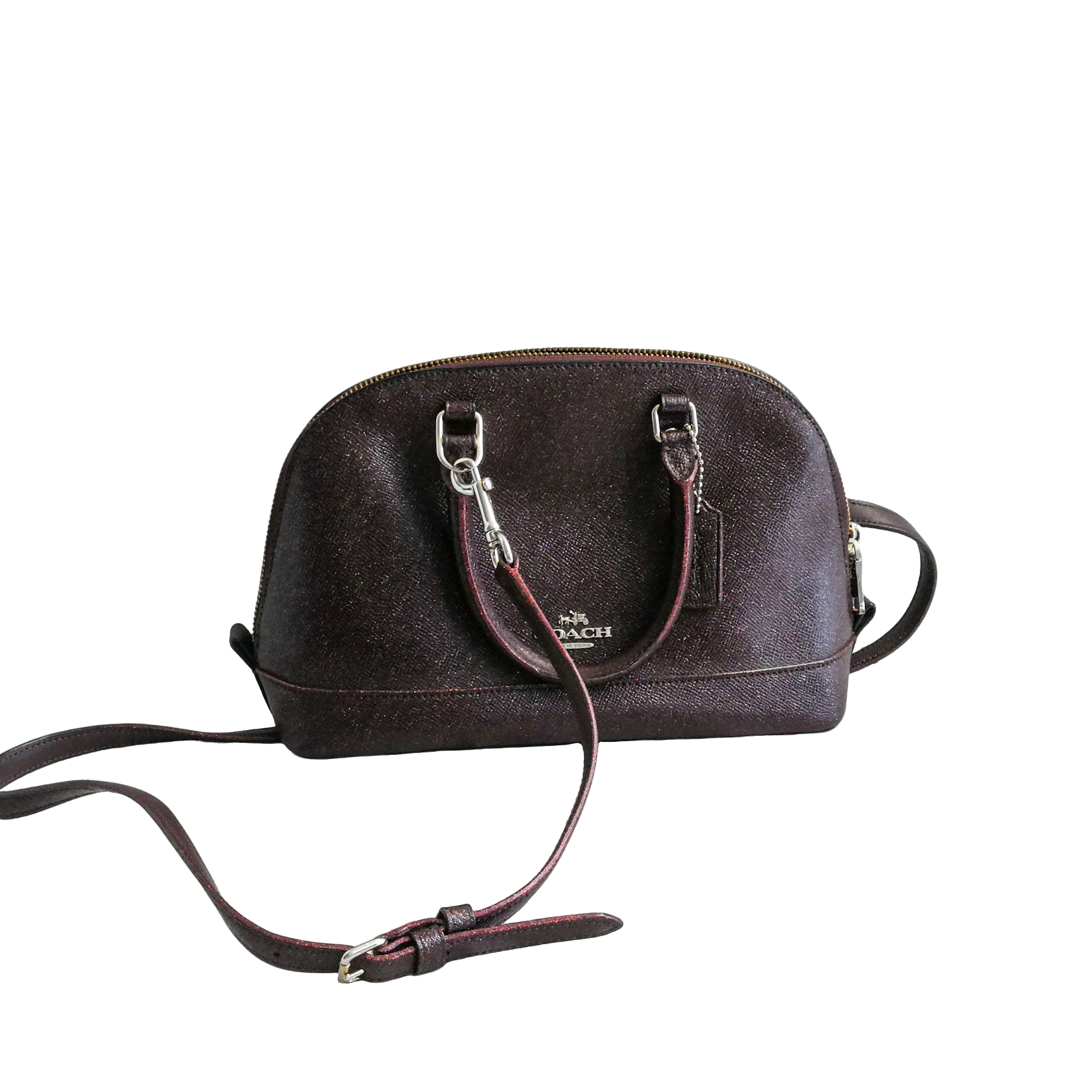 95新 COACH/蔻驰 coach 酒红贝壳包   041705