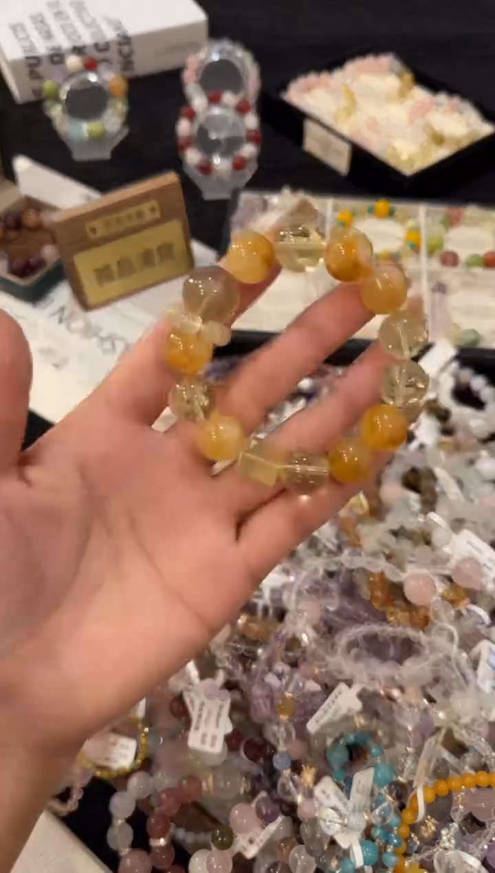 合金手链水晶黄水晶多宝x3223