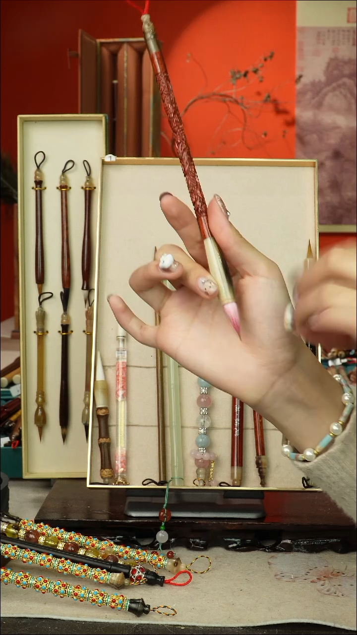 303号闪孤品高货毛笔链接 清水试笔 蘸墨不退