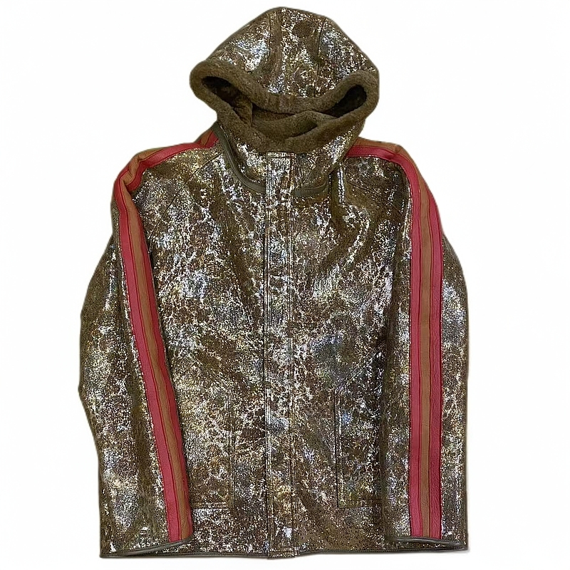 79001美利奴绵羊皮皮毛一体时尚男款休闲潮流卡其