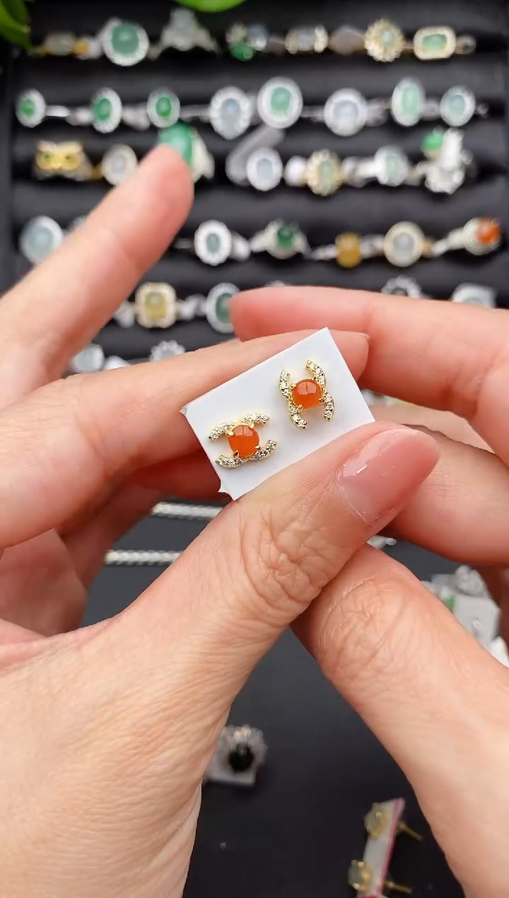 【闪购商品】翡翠戒指银S925镶嵌缅甸天然A货翡翠444   8-2