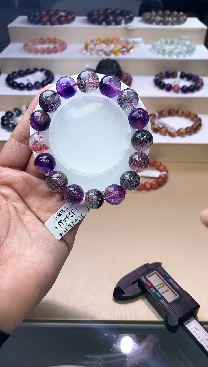 【闪购商品】水晶手链未镶嵌黑加仑超七单圈13m+
