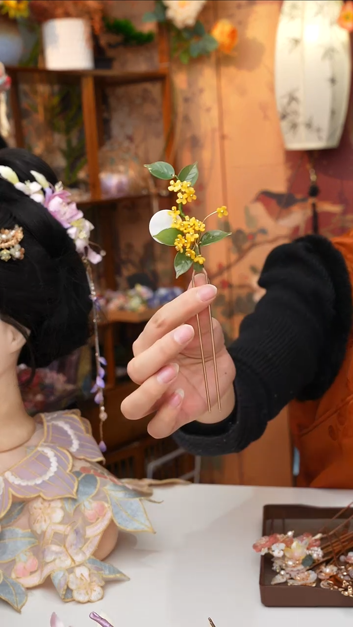 铜合金无锦簪阁非遗绒花孤孤