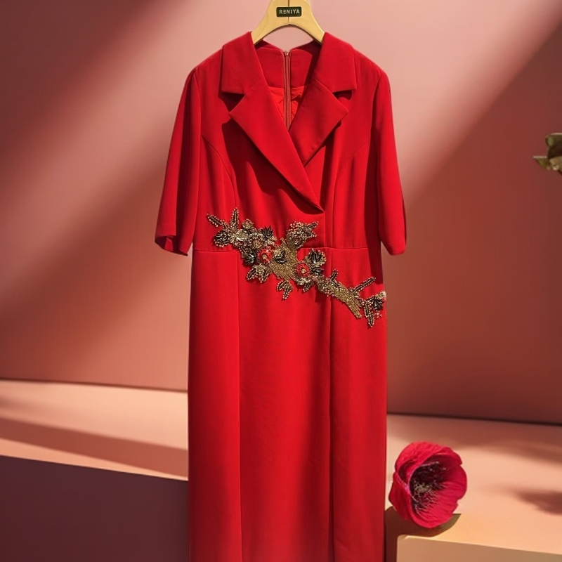 RENIYA原创设计师品牌2024气质优雅时尚连衣裙