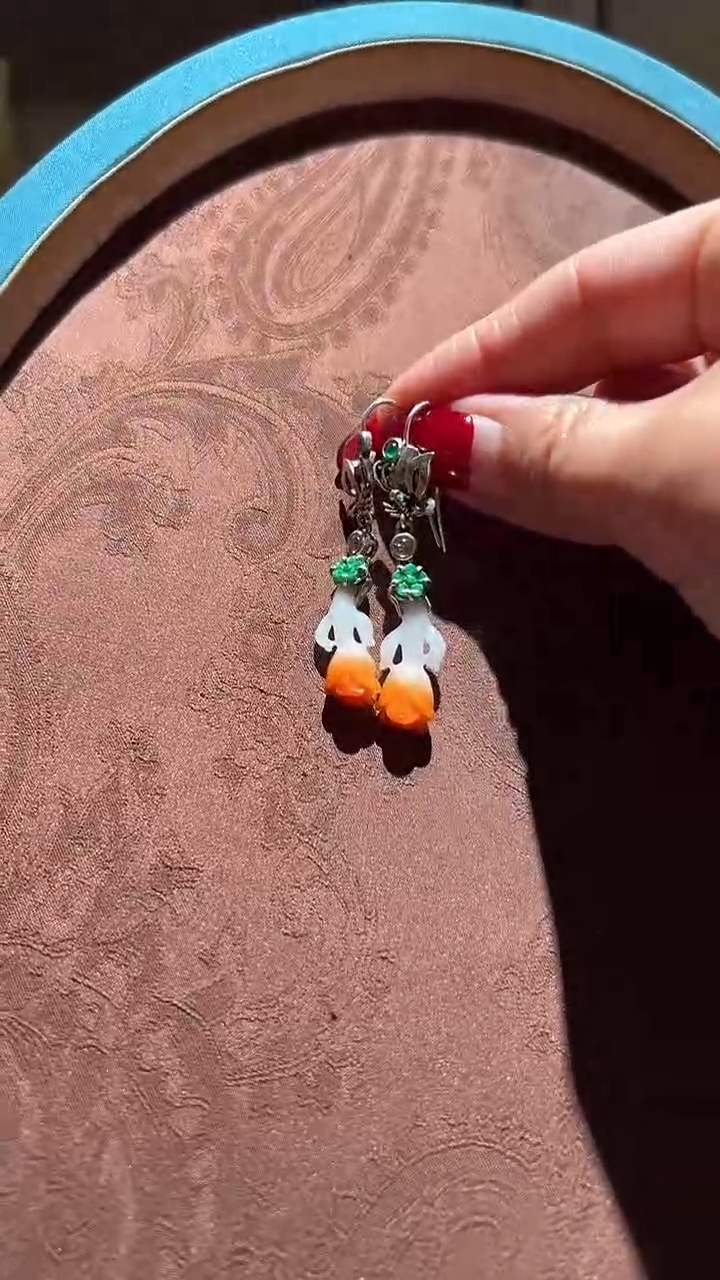 【闪购商品】翡翠耳环银S925镶嵌红翡绿翠 04号