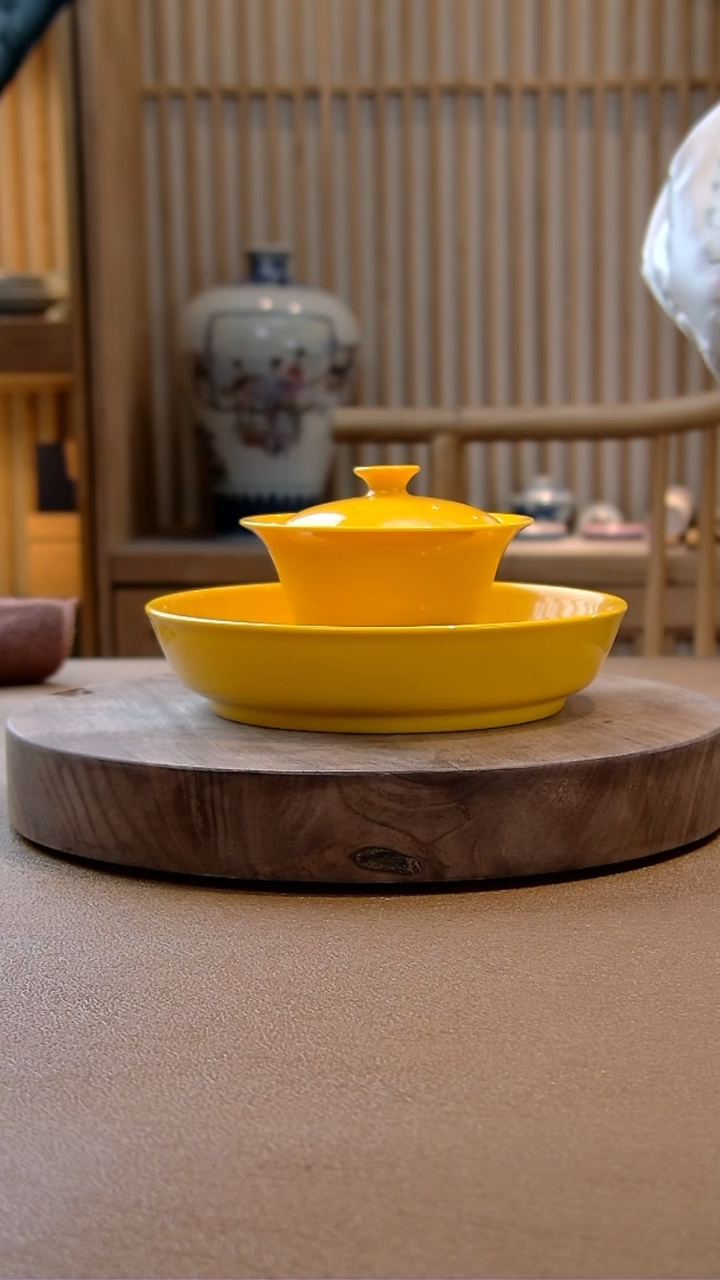 【闪购商品】翰文堂帝王黄盖碗+壶承