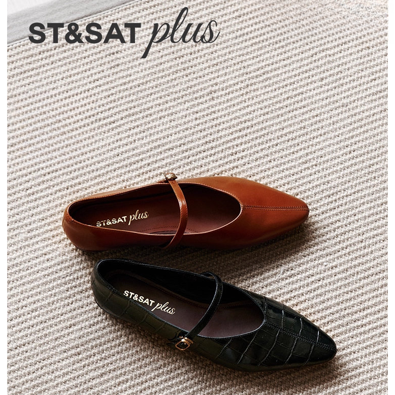 ST&SAT Plus浅口女单鞋2025年秋季新款法式甜美红色玛丽珍鞋