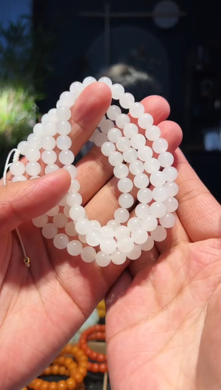 手串未镶嵌和田玉8+108多圈95