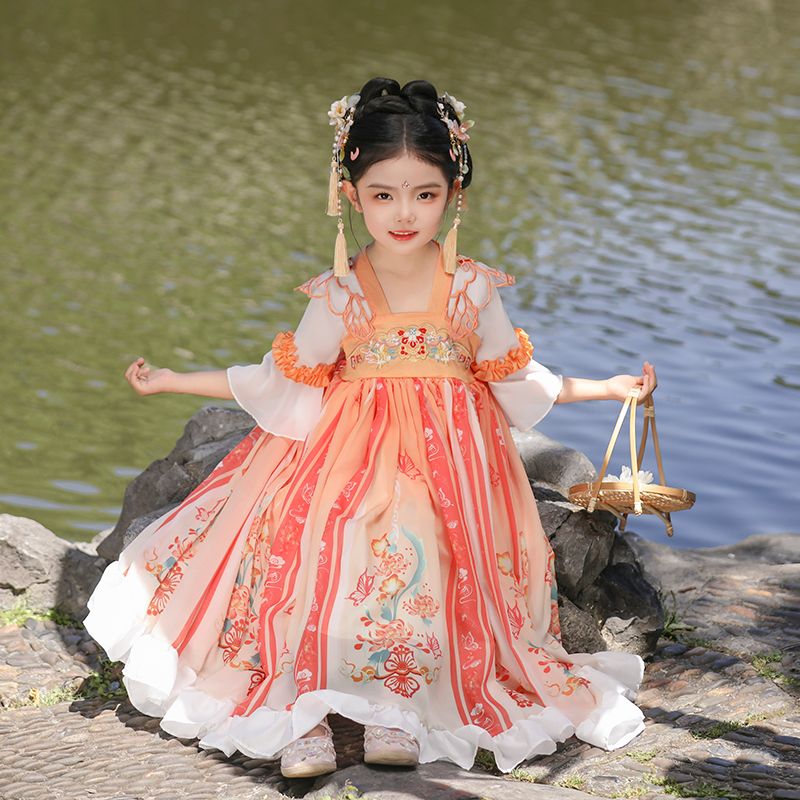 【宇娃娃】2025夏季甜美女童古风公主裙风汉服女孩公主中国风汉服