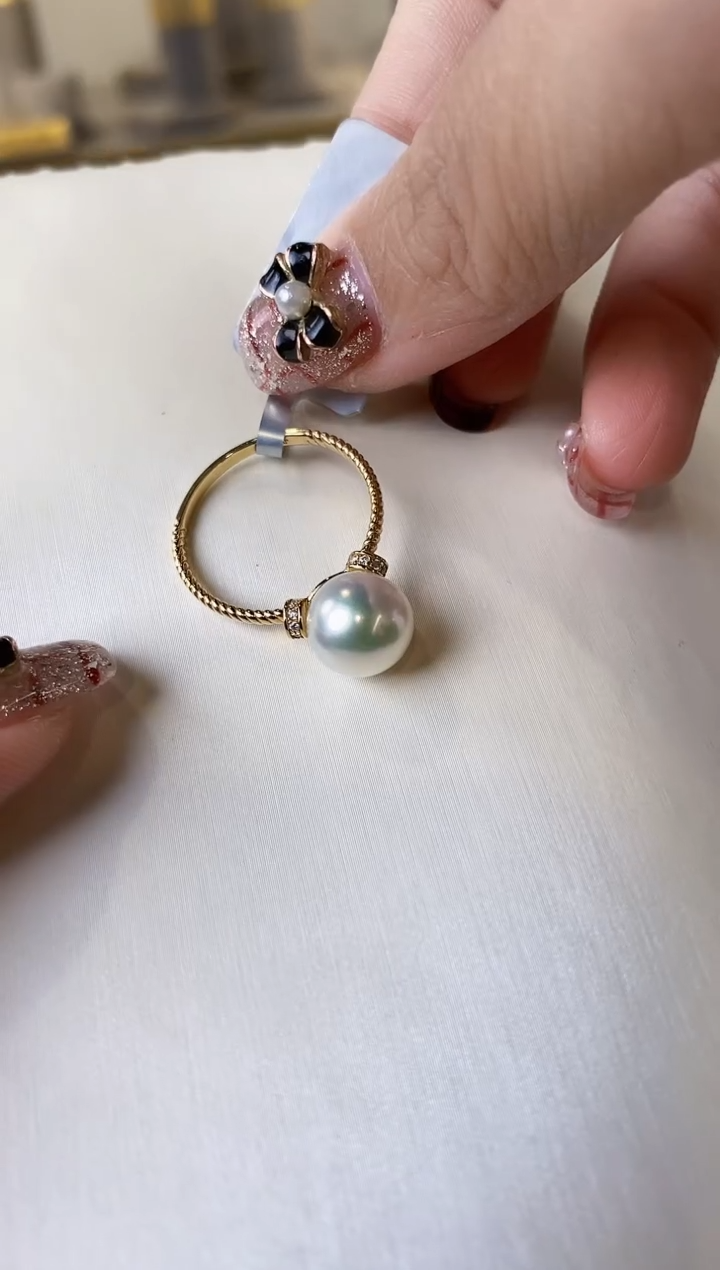 【闪购商品】海水珍珠戒指18K金镶嵌9-9.5Akoya海水珍珠戒指